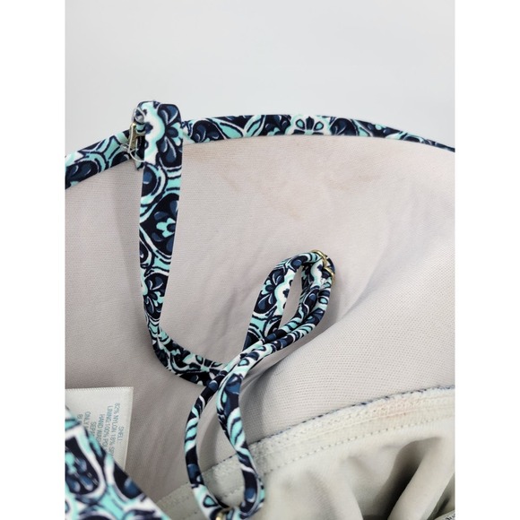 Kona Sol Swim Top Tankini Swimwear Geometric Blue M Strappy Shirt - Picture 6 of 10